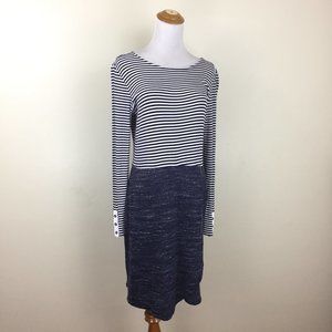 DOLAN  Anthropologie Blue White Striped & Specks Overlay Skirt Dress